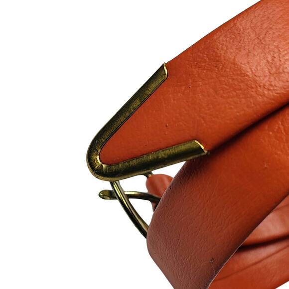 1950s MCM Burnt Orange OJ 1 Inch Leather Belt Pull Through Buckle Gently Used main image 7